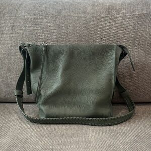 All Saints Dark Sage Green Leather Shoulder and Crossbody Bag